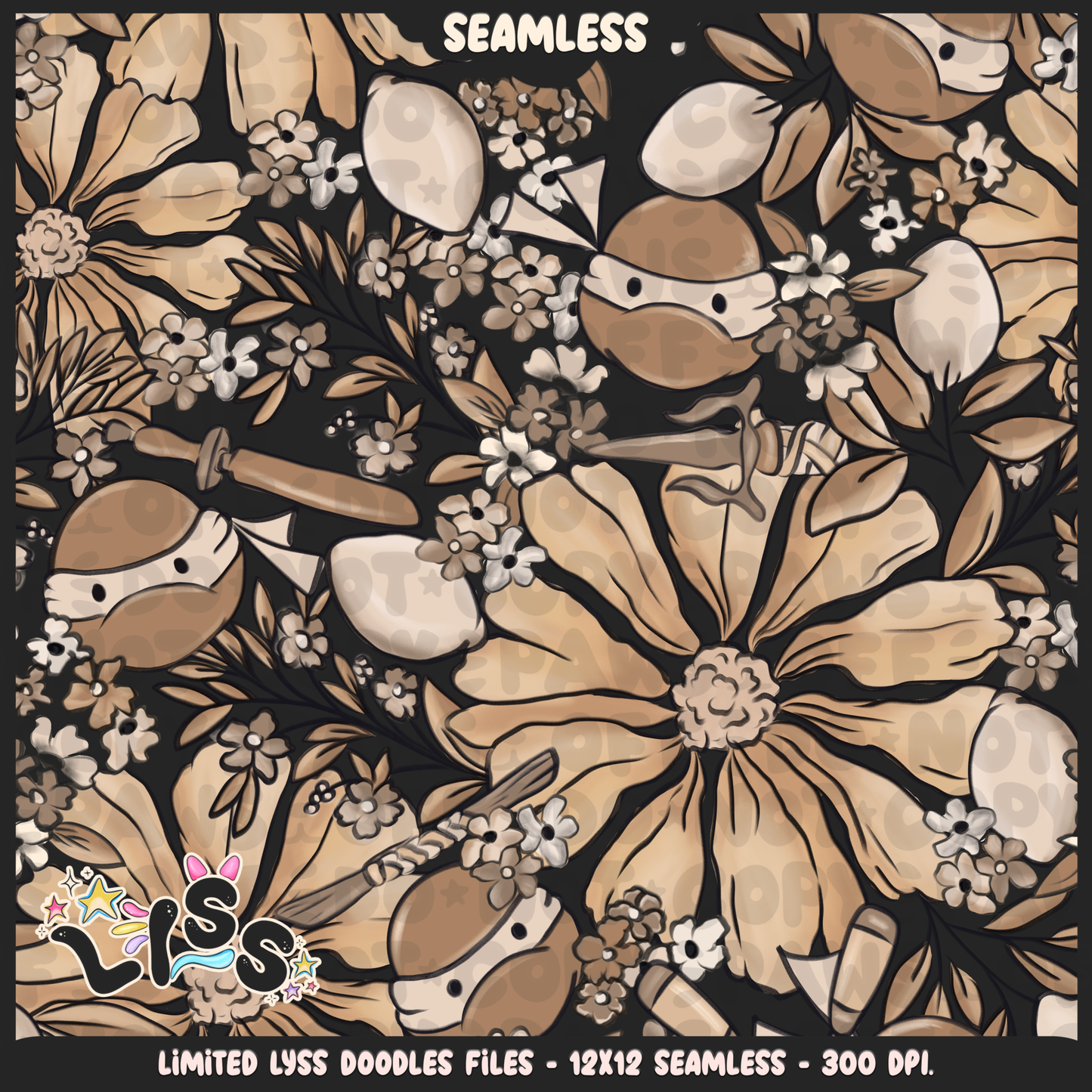 2024 - Lyss Doodles - Seamless - Mains - Beige Collection - 24LD014