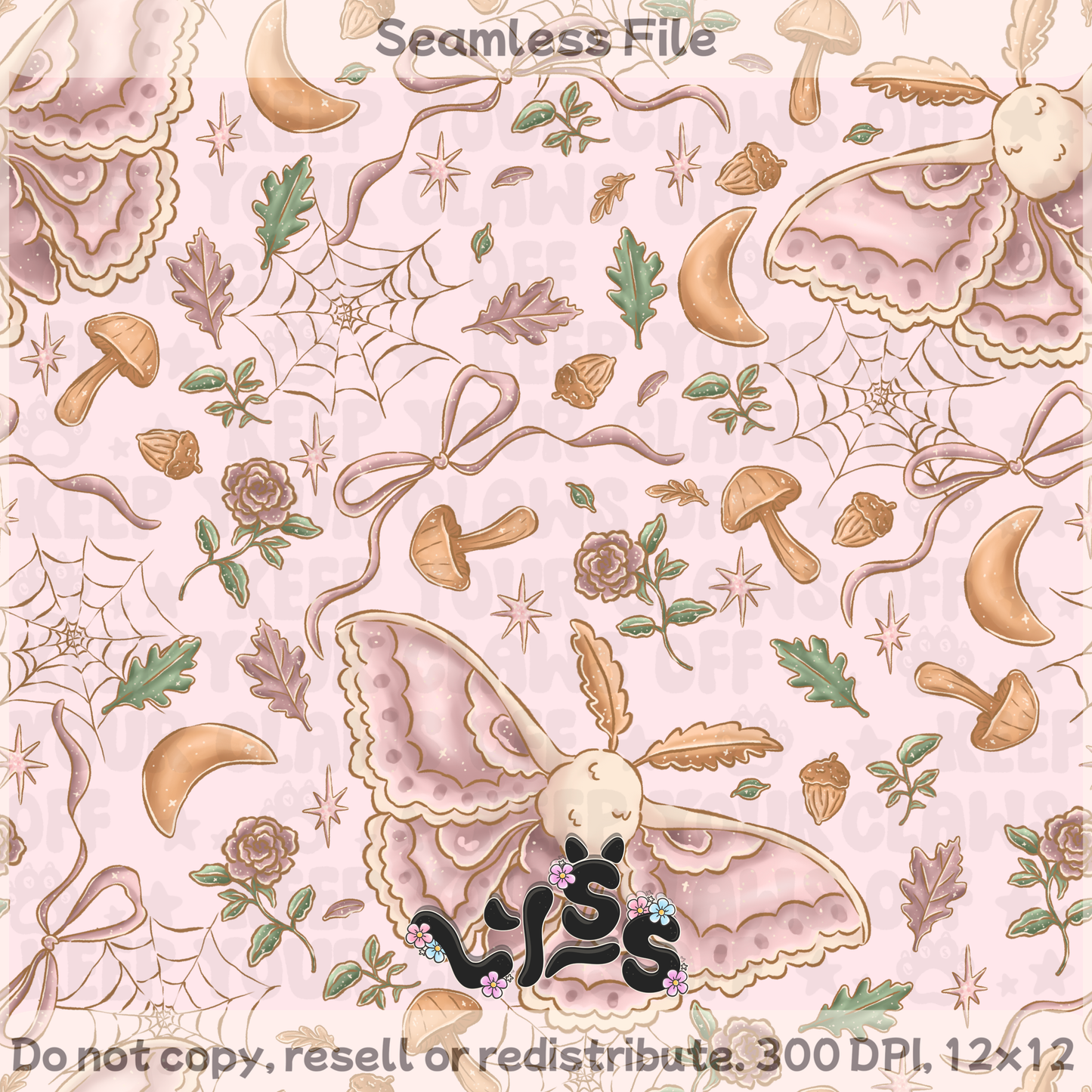 2025 - Lyss Doodles - Seamless - Blush & Moth - 25LD058