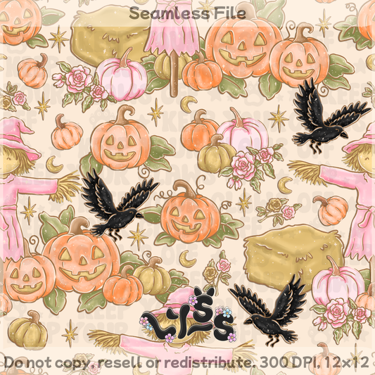 2025 - Lyss Doodles - Seamless - Blush & Ravens Garden - 25LD056