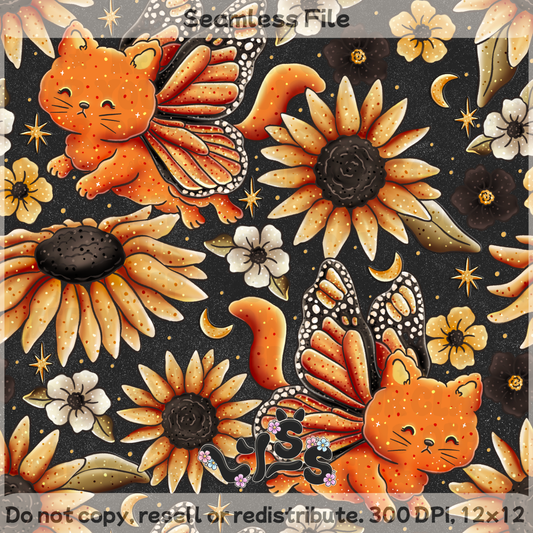 2025 - Lyss Doodles - Seamless - ButterflyCat - 25LD063