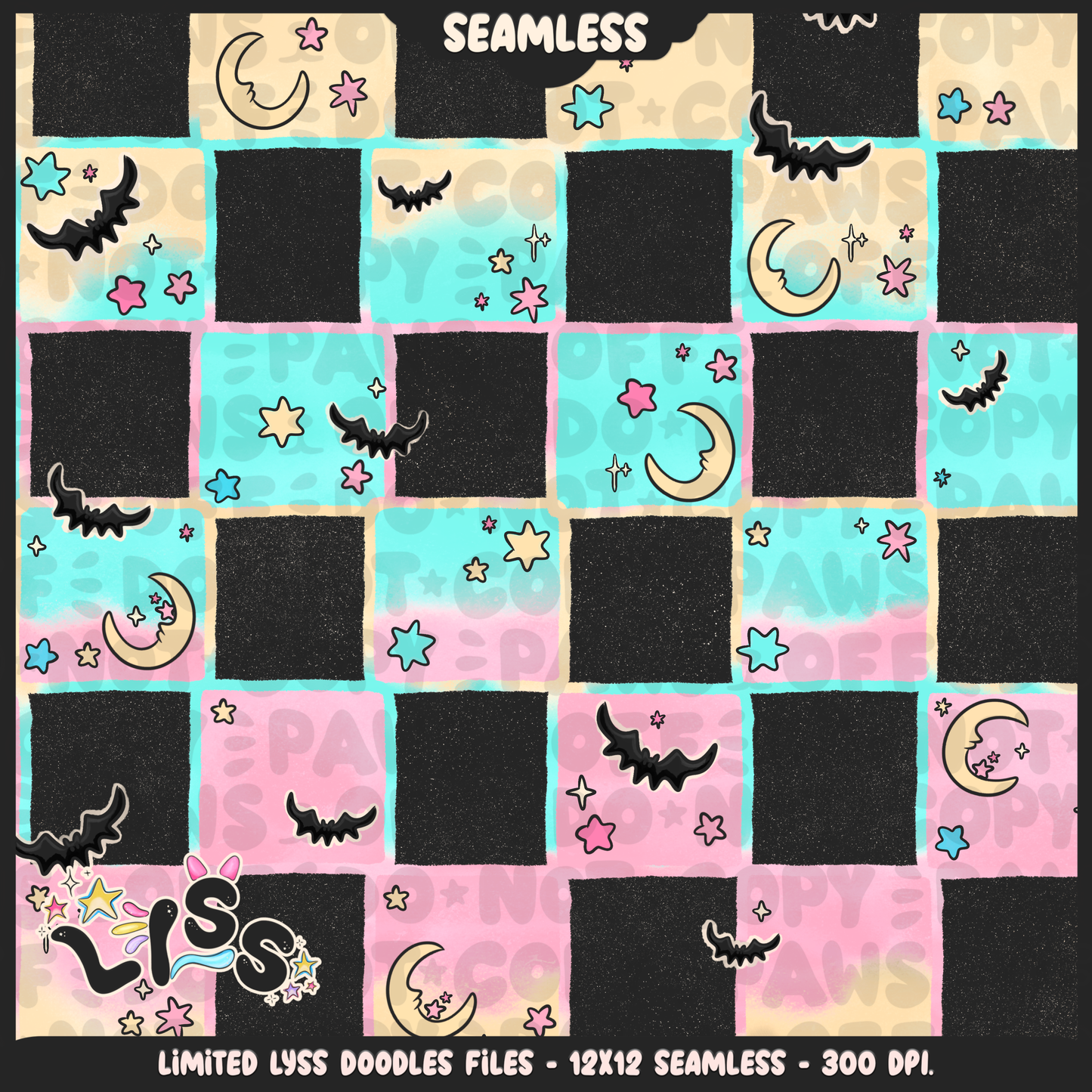 2024 - Lyss Doodles - Seamless - Coordinates - Celestial Nightmare - 24LD036