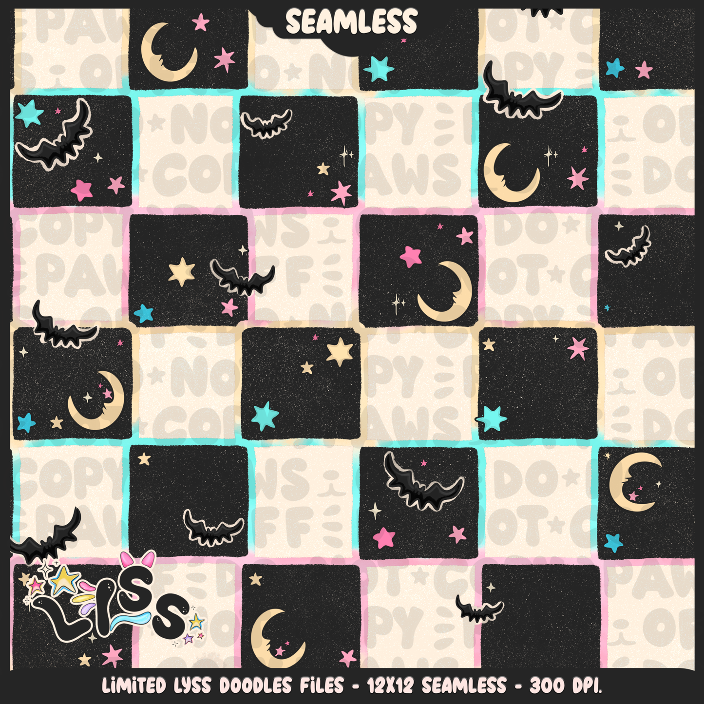 2024 - Lyss Doodles - Seamless - Coordinates - Celestial Nightmare - 24LD036