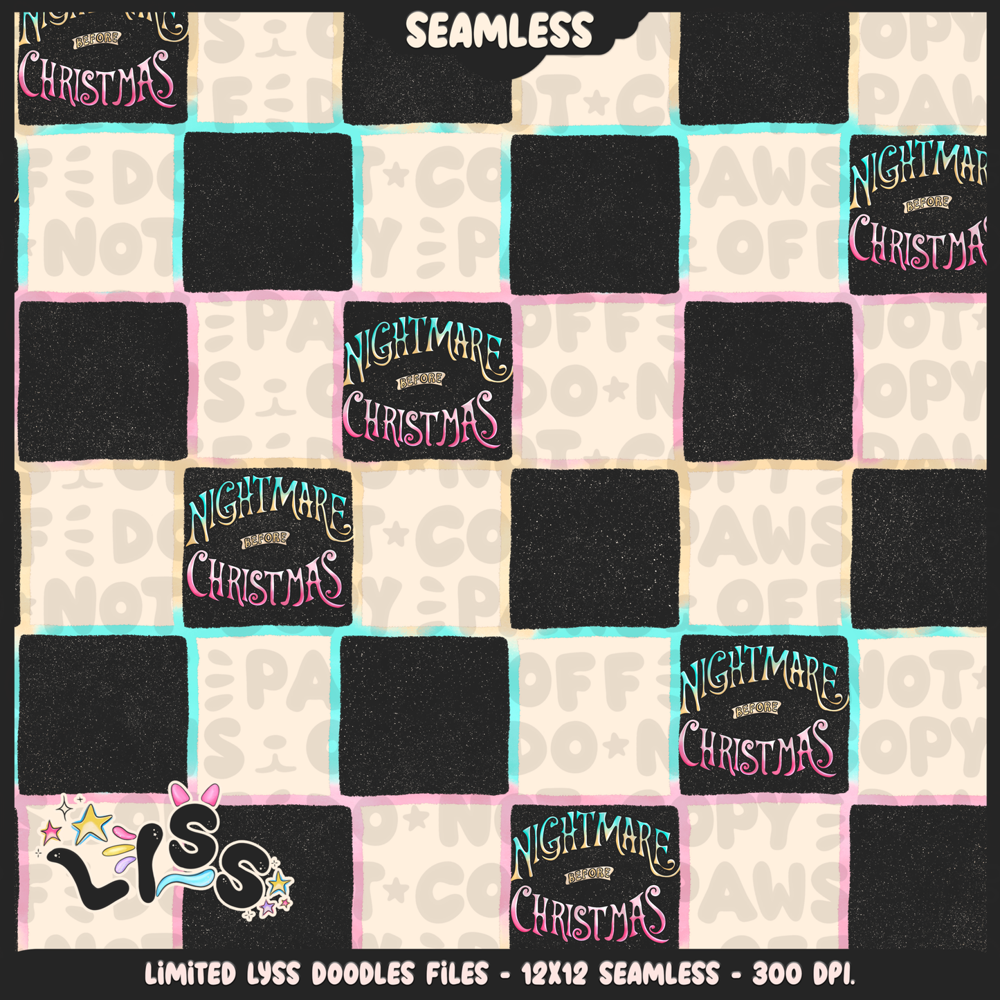 2024 - Lyss Doodles - Seamless - Coordinates - Celestial Nightmare - 24LD036