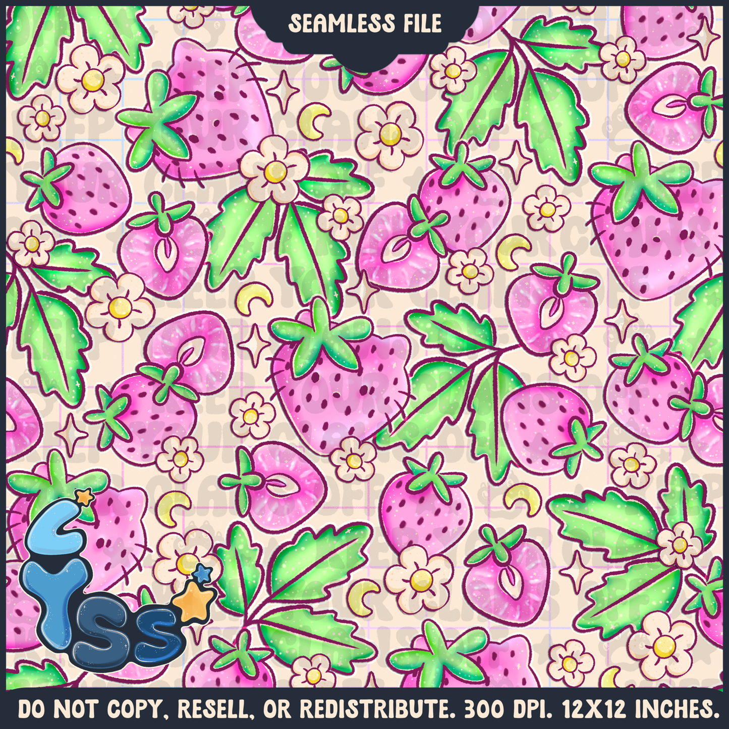 2025 - Lyss Doodles - Seamless - Mains - Colour Collab - Strawberry Milk HK - 25LD004