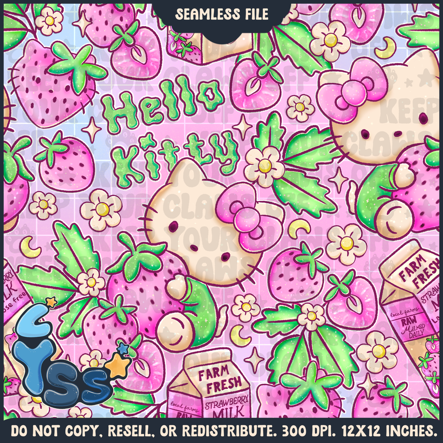 2025 - Lyss Doodles - Seamless - Mains - Colour Collab - Strawberry Milk HK - 25LD004
