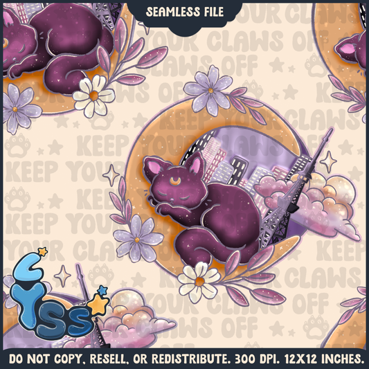 2025 - Lyss Doodles - Seamless - Mains - Colour Collab - Moon Kitties - 25LD003