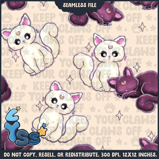 2025 - Lyss Doodles - Seamless - Mains - Colour Collab - Moon Kitties - 25LD003