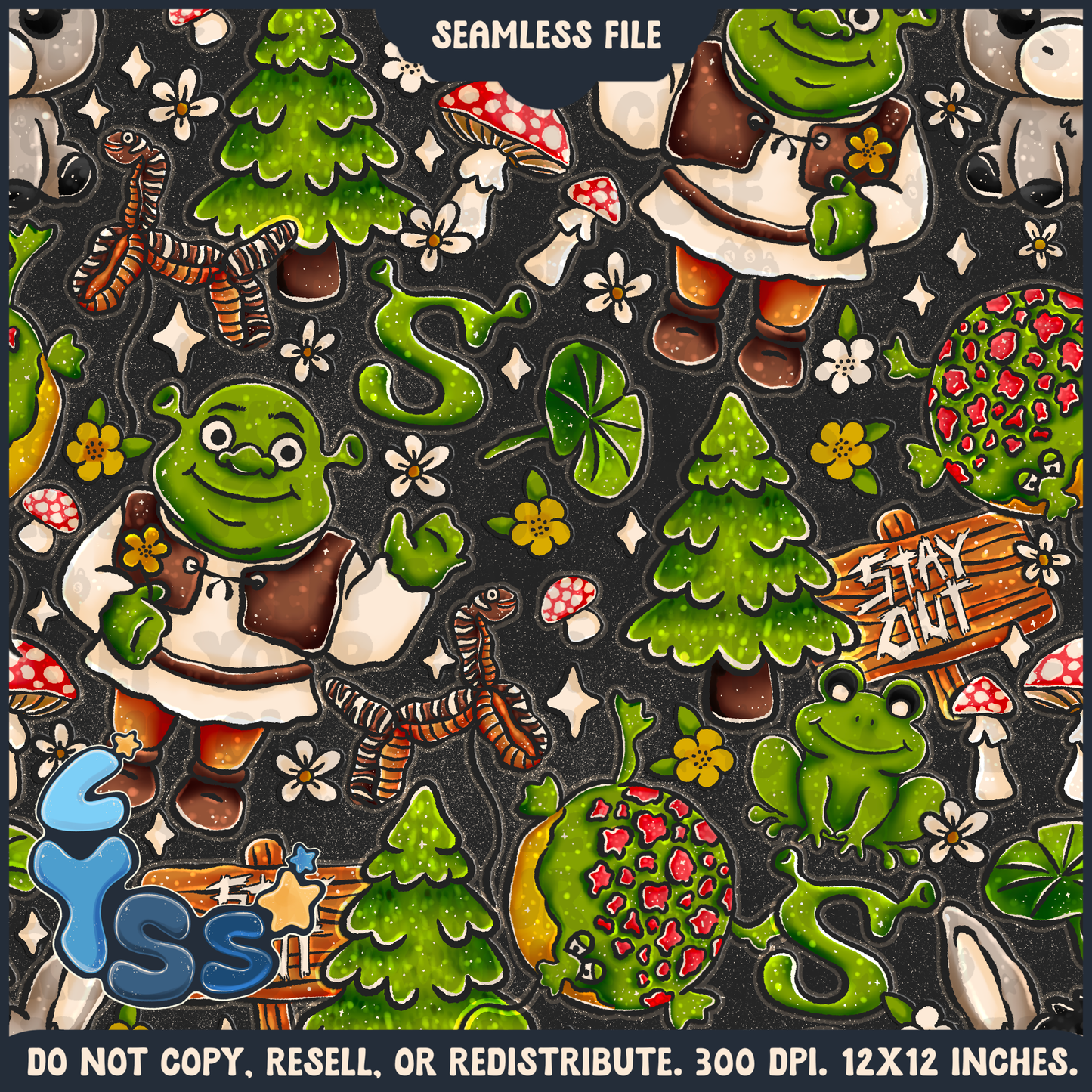 2025 - Lyss Doodles - Seamless - Mains - Colour Collab - Swamp  - 25LD002