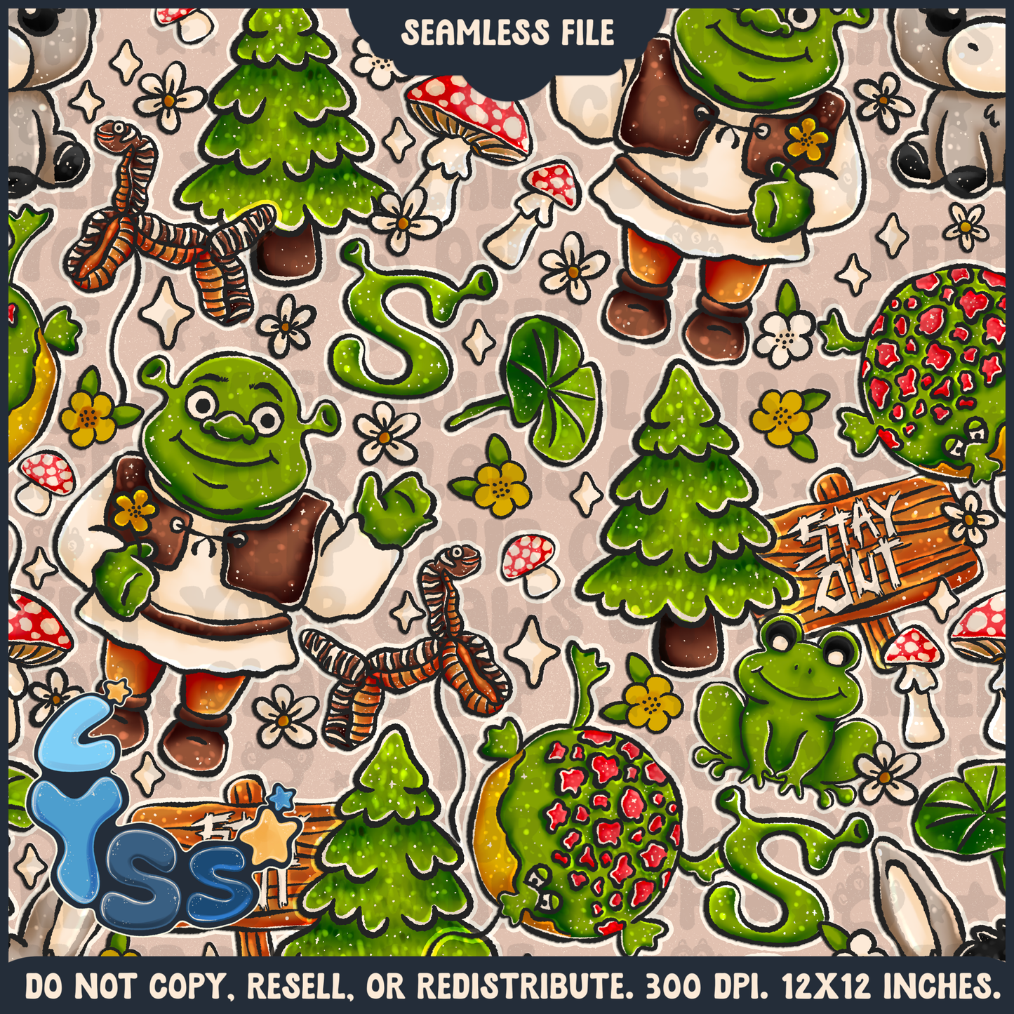 2025 - Lyss Doodles - Seamless - Mains - Colour Collab - Swamp  - 25LD002