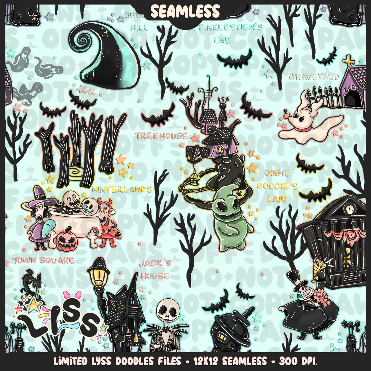 2024 - Lyss Doodles - Seamless - Mains - Nightmare comic - 24LD074