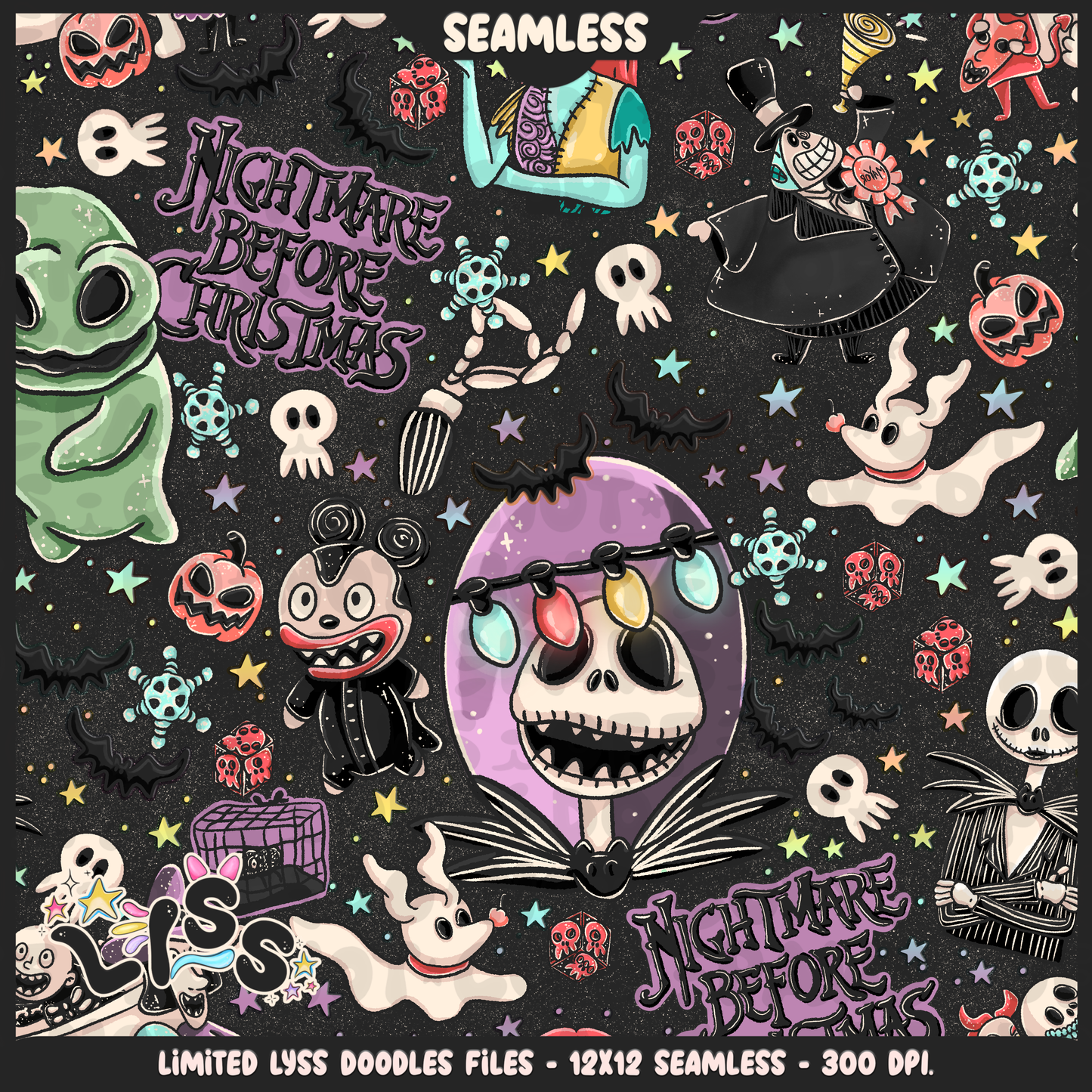 2024 - Lyss Doodles - Seamless - Mains - Nightmare comic - 24LD074
