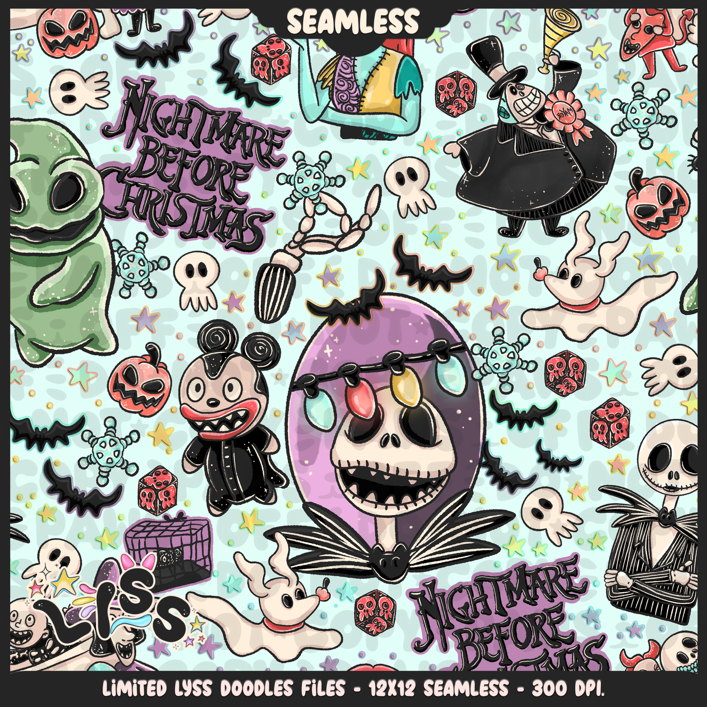 2024 - Lyss Doodles - Seamless - Mains - Nightmare comic - 24LD074