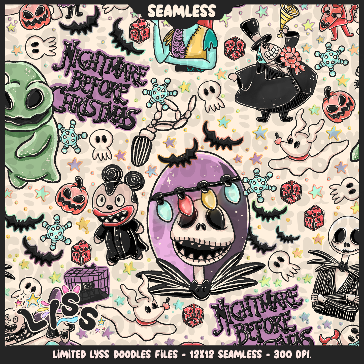 2024 - Lyss Doodles - Seamless - Mains - Nightmare comic - 24LD074