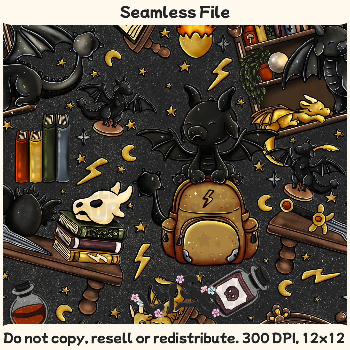 2025 - Lyss Doodles - Seamless - Mains - Dragon Riders - 25LD017