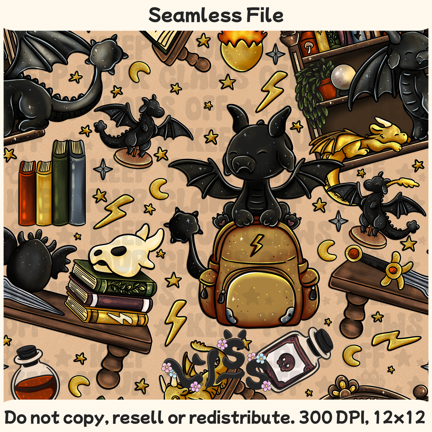 2025 - Lyss Doodles - Seamless - Mains - Dragon Riders - 25LD017