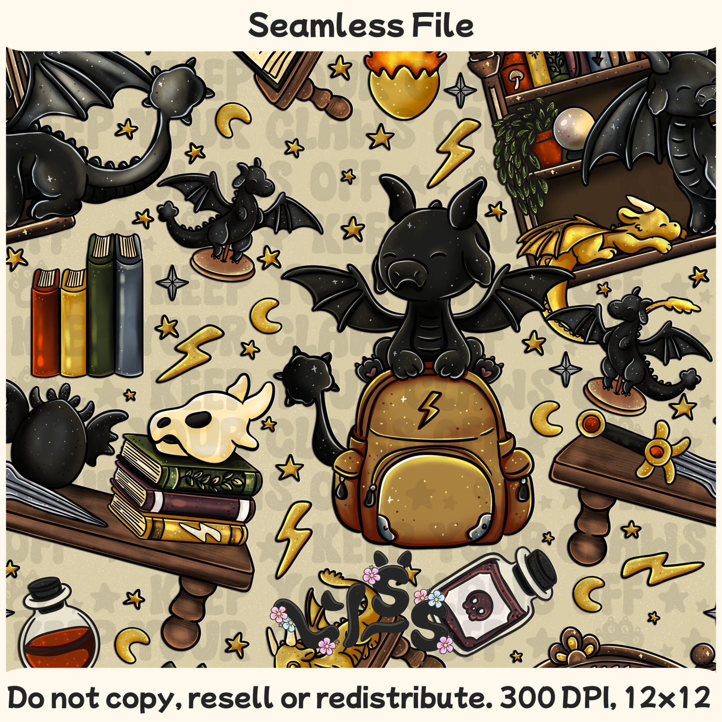 2025 - Lyss Doodles - Seamless - Mains - Dragon Riders - 25LD017