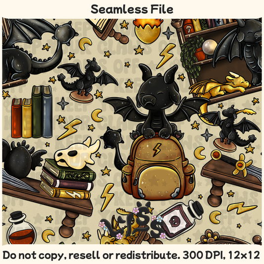 2025 - Lyss Doodles - Seamless - Mains - Dragon Riders - 25LD017