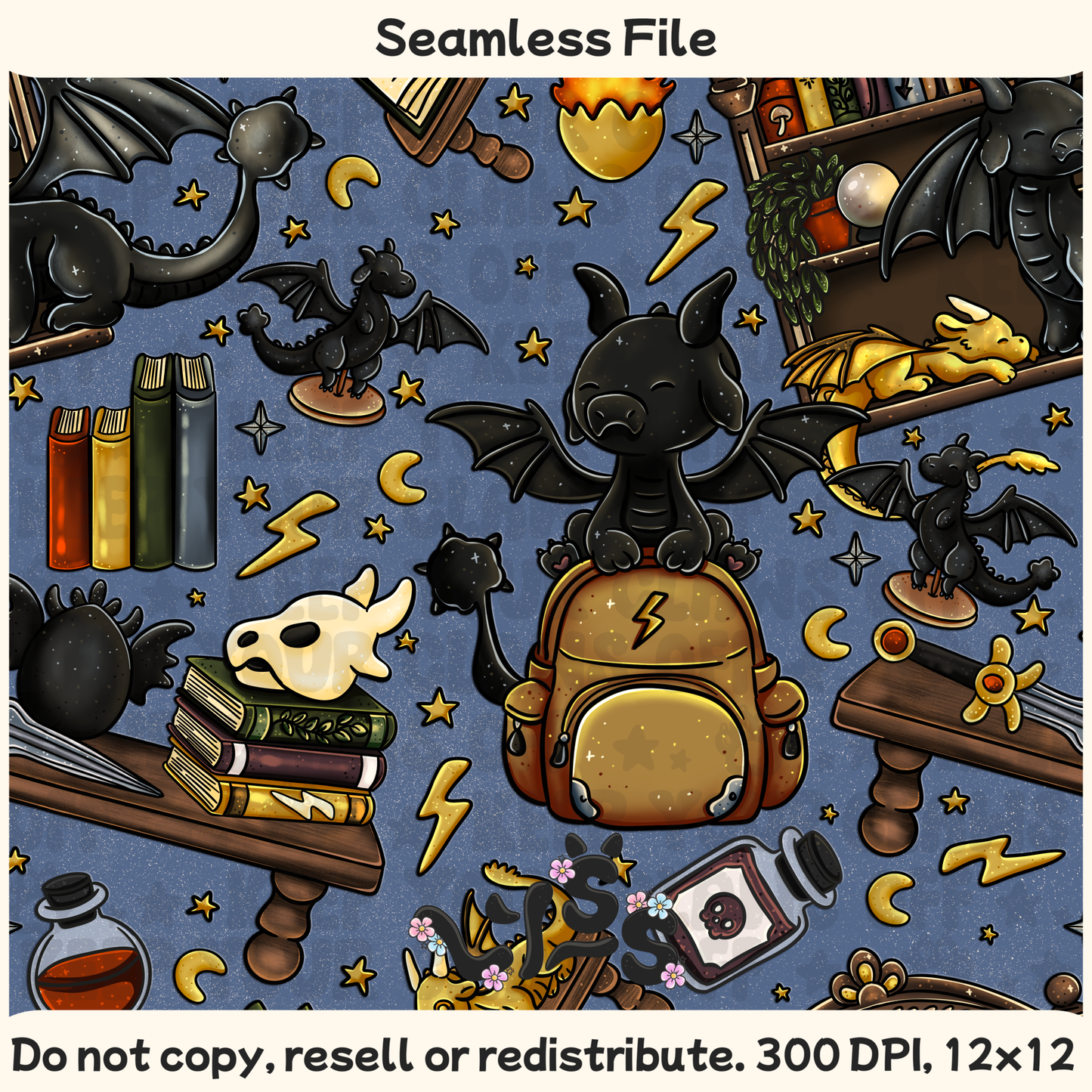 2025 - Lyss Doodles - Seamless - Mains - Dragon Riders - 25LD017