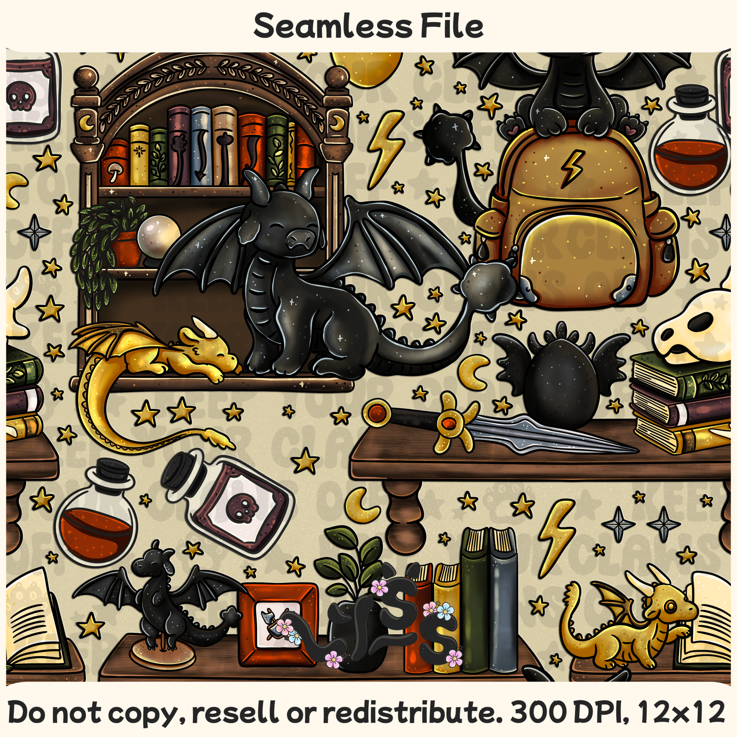 2025 - Lyss Doodles - Seamless - Mains - Dragon Riders - 25LD017