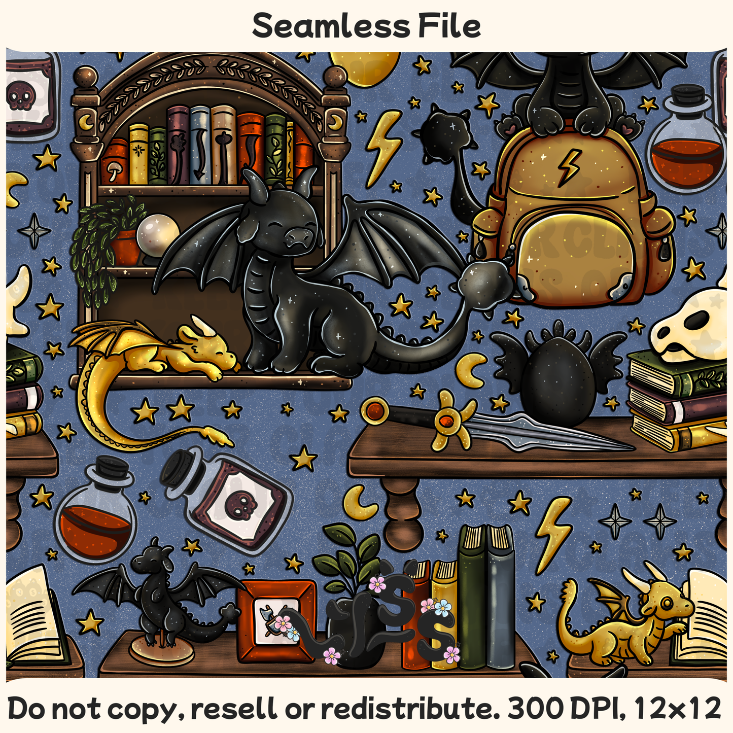 2025 - Lyss Doodles - Seamless - Mains - Dragon Riders - 25LD017