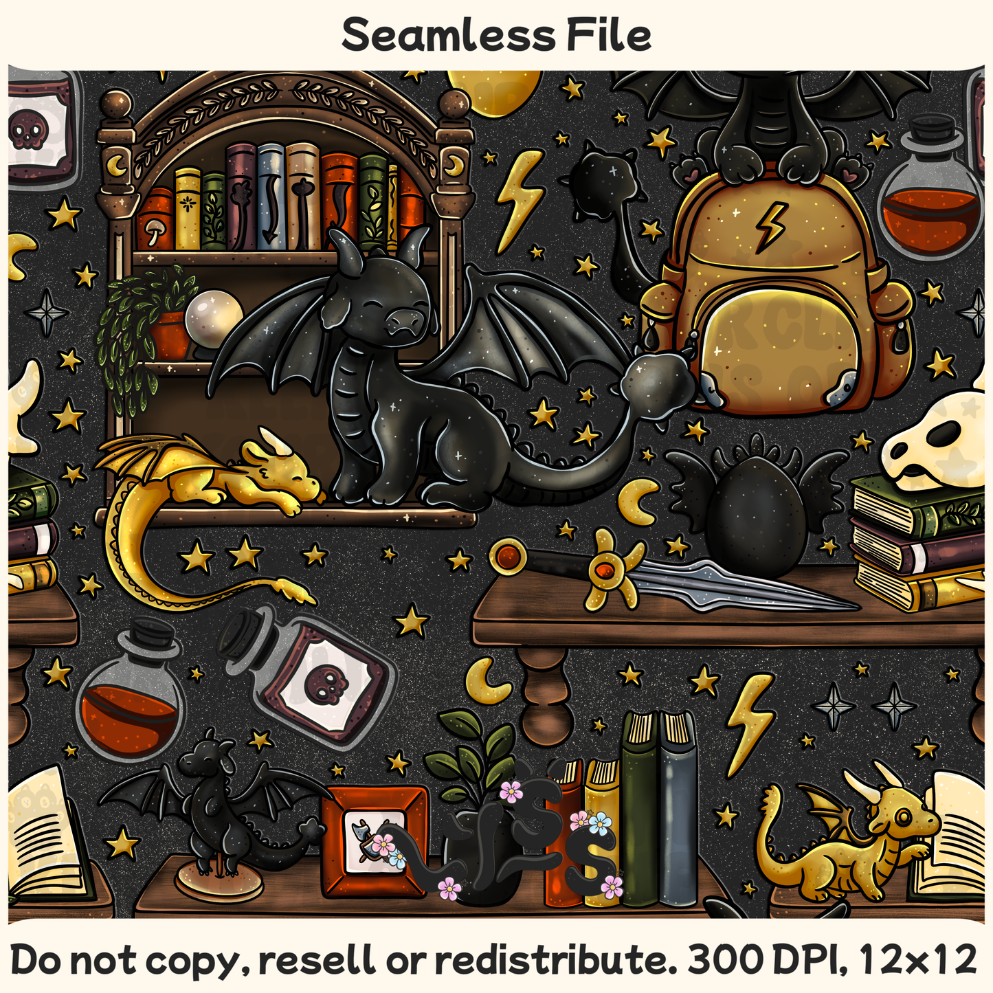 2025 - Lyss Doodles - Seamless - Mains - Dragon Riders - 25LD017