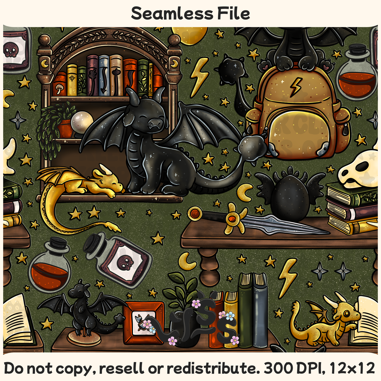 2025 - Lyss Doodles - Seamless - Mains - Dragon Riders - 25LD017