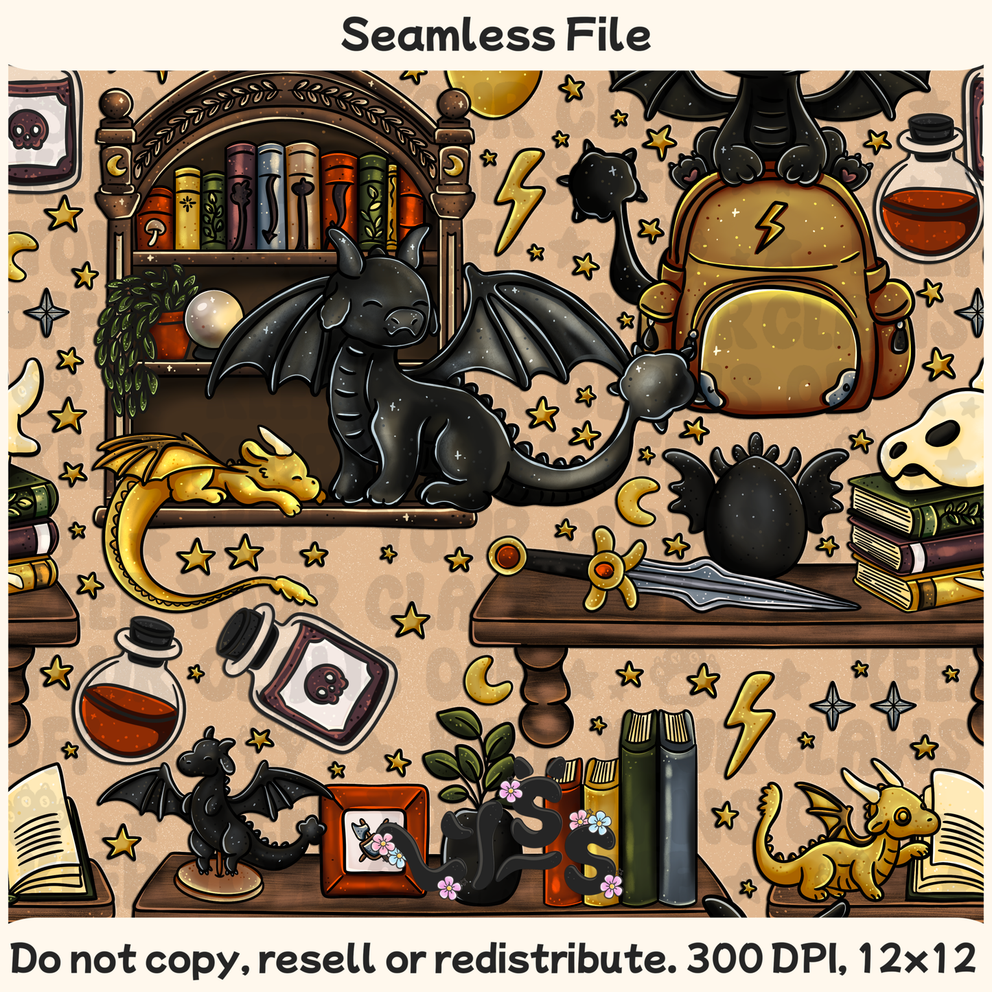 2025 - Lyss Doodles - Seamless - Mains - Dragon Riders - 25LD017