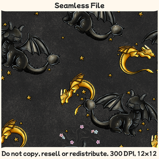 2025 - Lyss Doodles - Seamless - Mains - Dragon Riders - 25LD017
