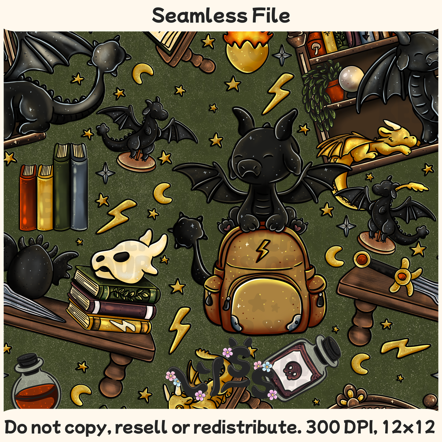 2025 - Lyss Doodles - Seamless - Mains - Dragon Riders - 25LD017