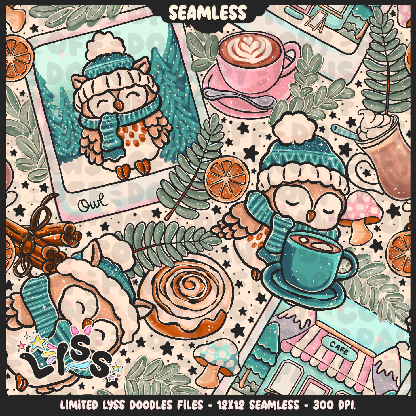 2024 - Lyss Doodles - Seamless - Mains - Enchanted Cafe - 24LD081