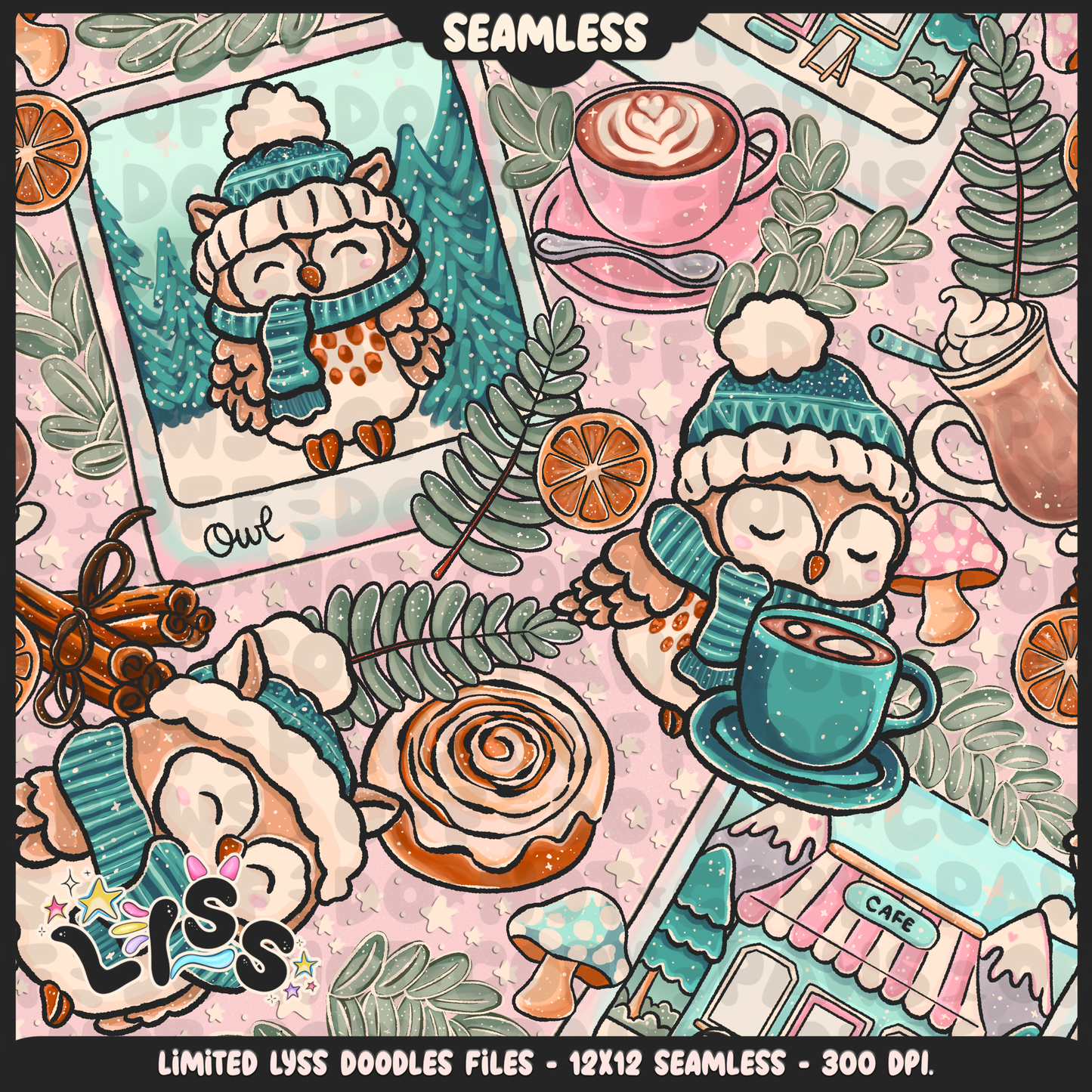 2024 - Lyss Doodles - Seamless - Mains - Enchanted Cafe - 24LD081