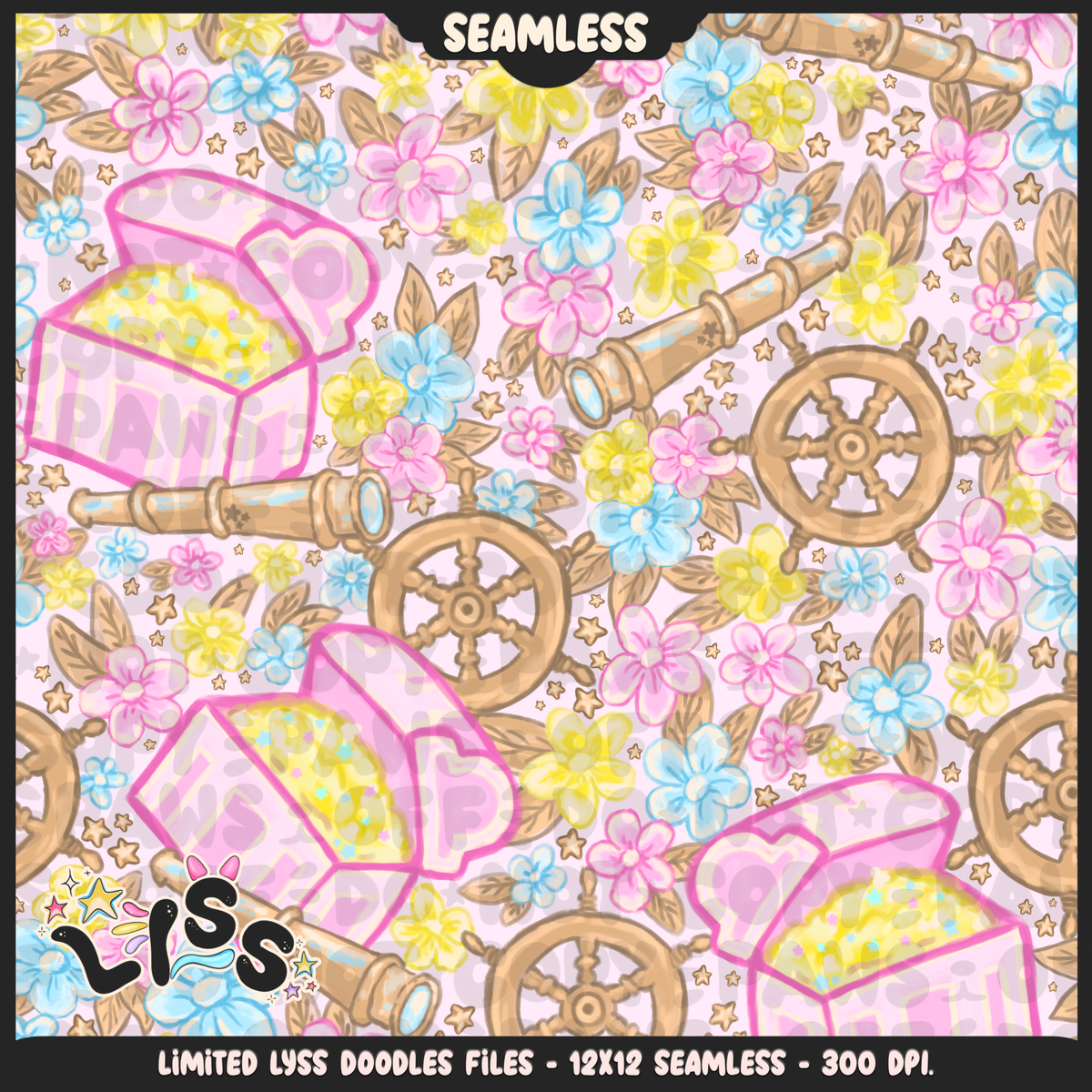 2024 - Lyss Doodles - Seamless - Mains - Floral Ocean