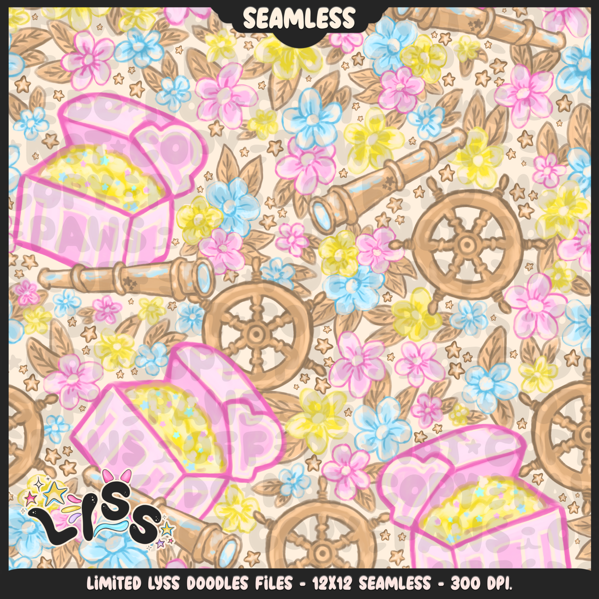 2024 - Lyss Doodles - Seamless - Mains - Floral Ocean