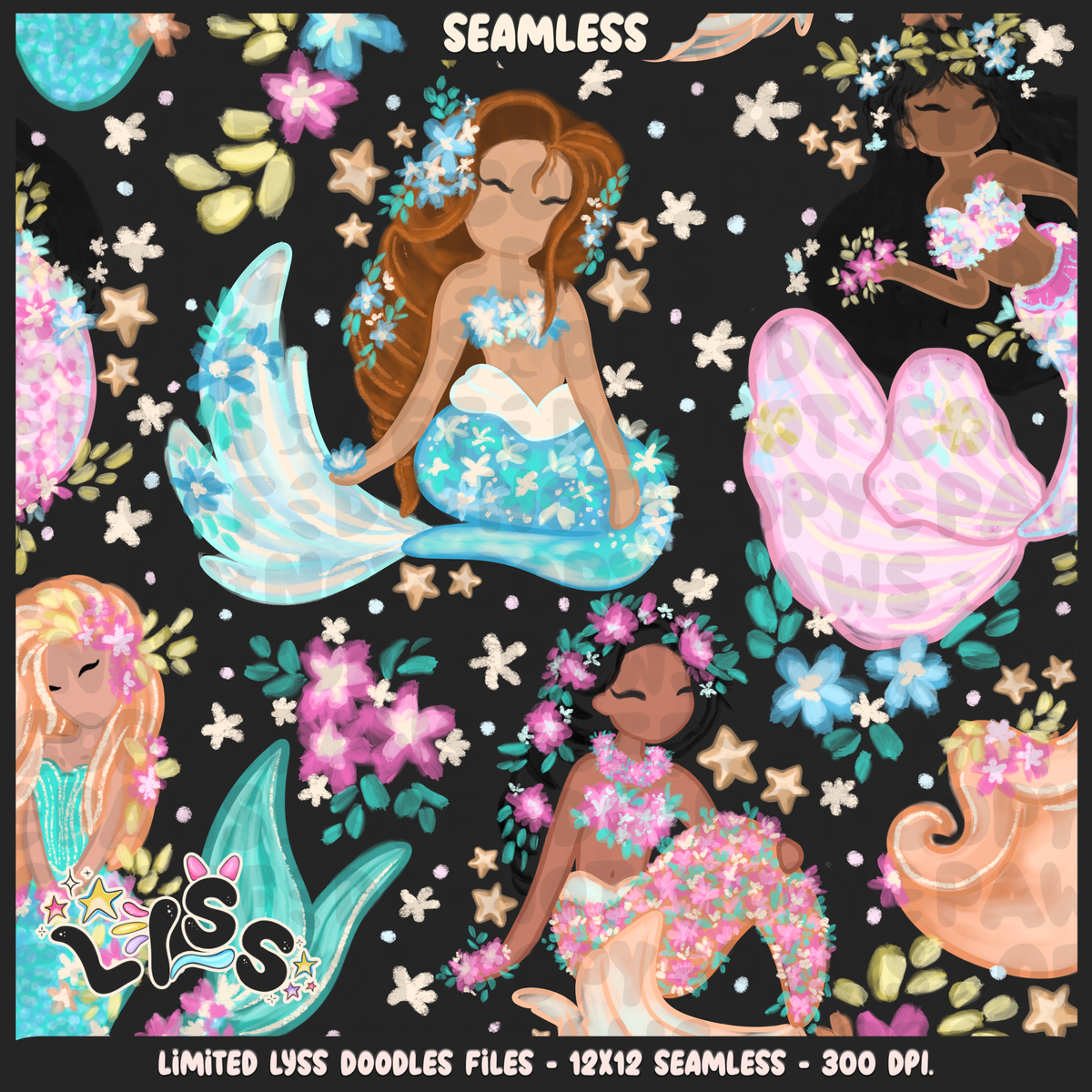 2024 - Lyss Doodles - Seamless - Mains - Floral Ocean