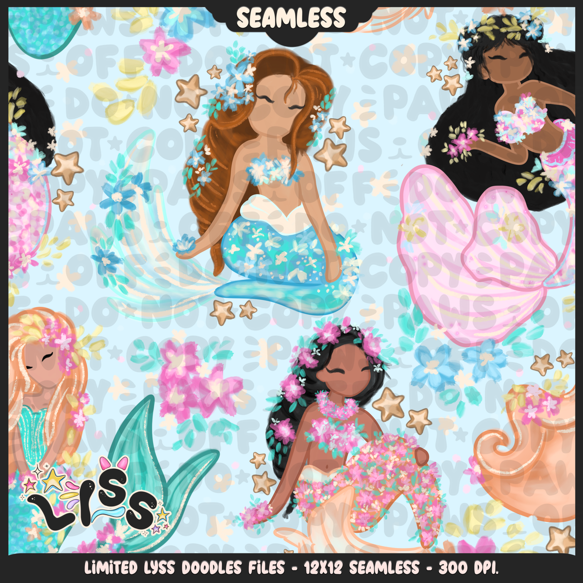 2024 - Lyss Doodles - Seamless - Mains - Floral Ocean