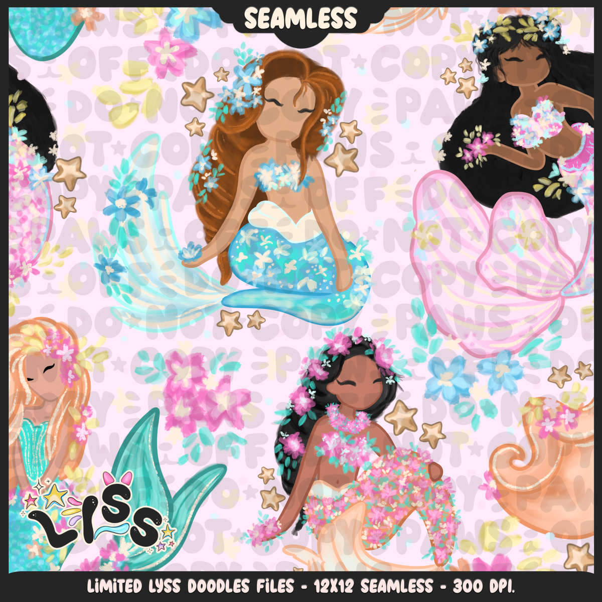 2024 - Lyss Doodles - Seamless - Mains - Floral Ocean