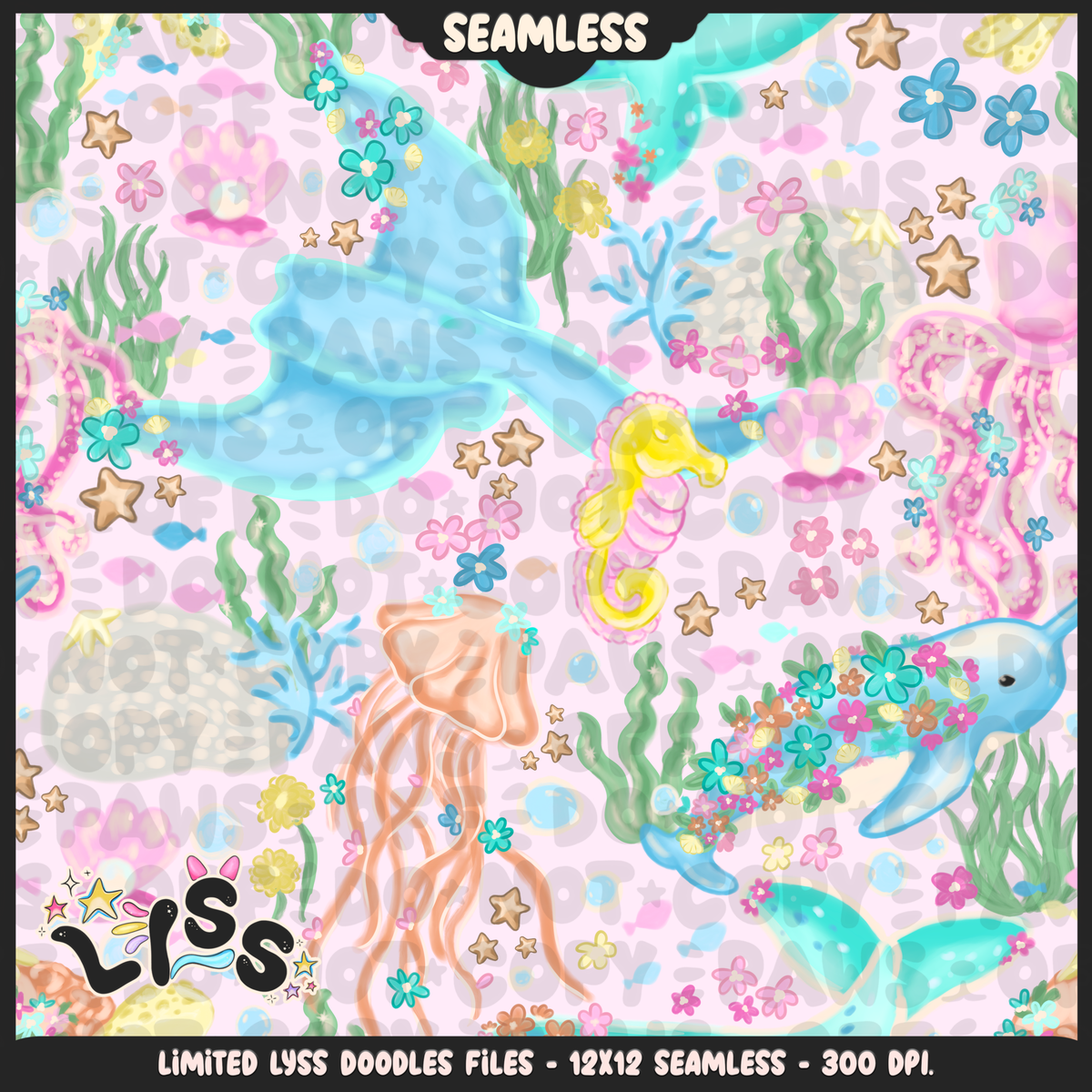 2024 - Lyss Doodles - Seamless - Mains - Floral Ocean