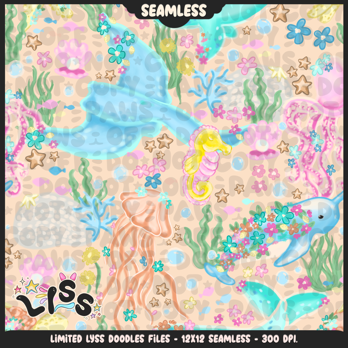 2024 - Lyss Doodles - Seamless - Mains - Floral Ocean