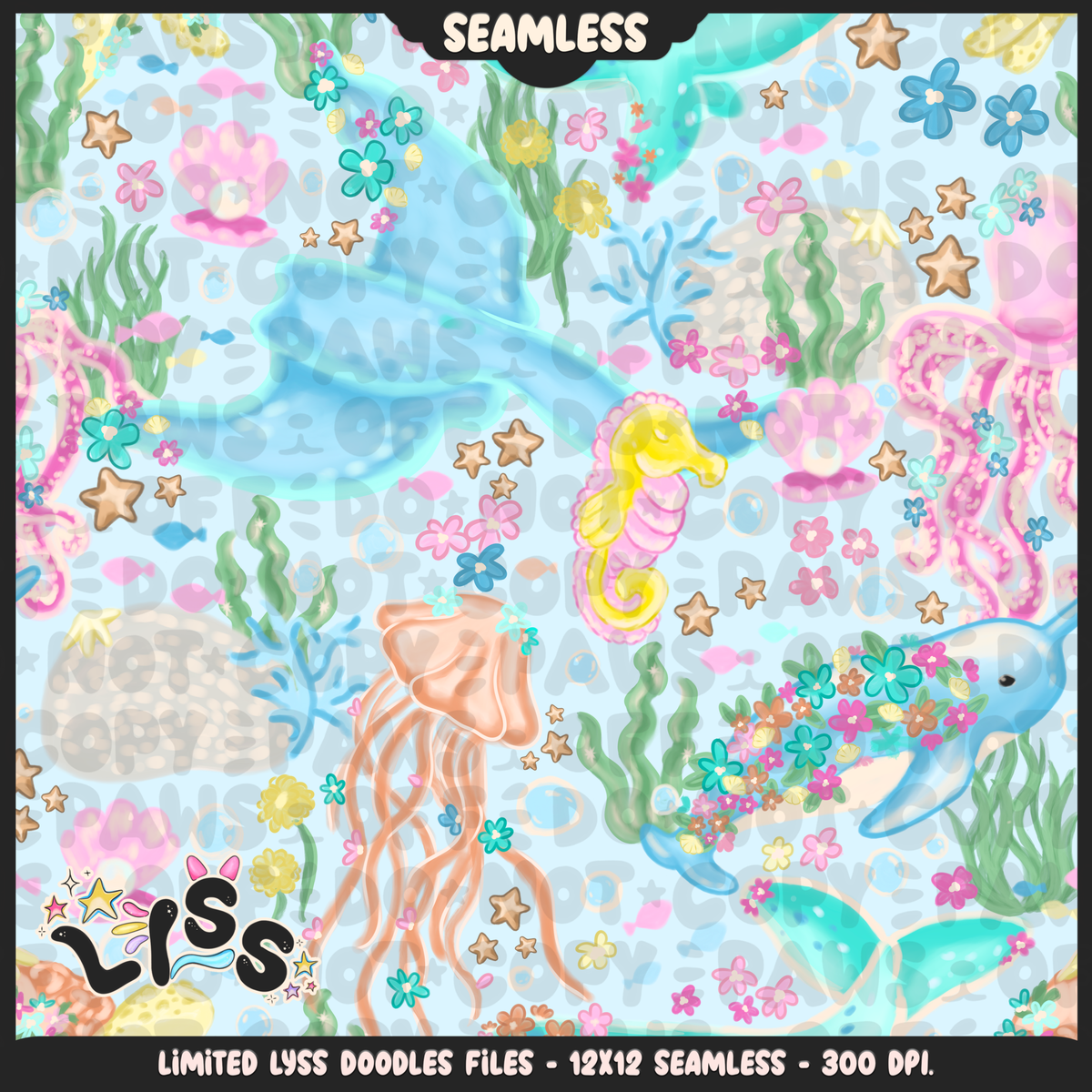 2024 - Lyss Doodles - Seamless - Mains - Floral Ocean
