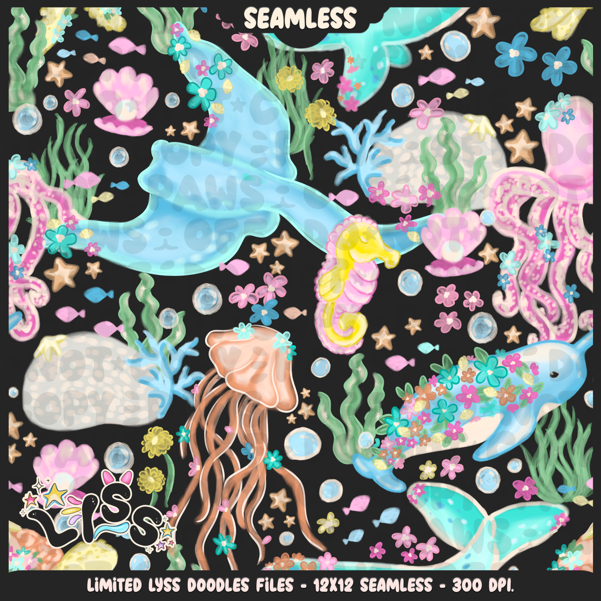 2024 - Lyss Doodles - Seamless - Mains - Floral Ocean