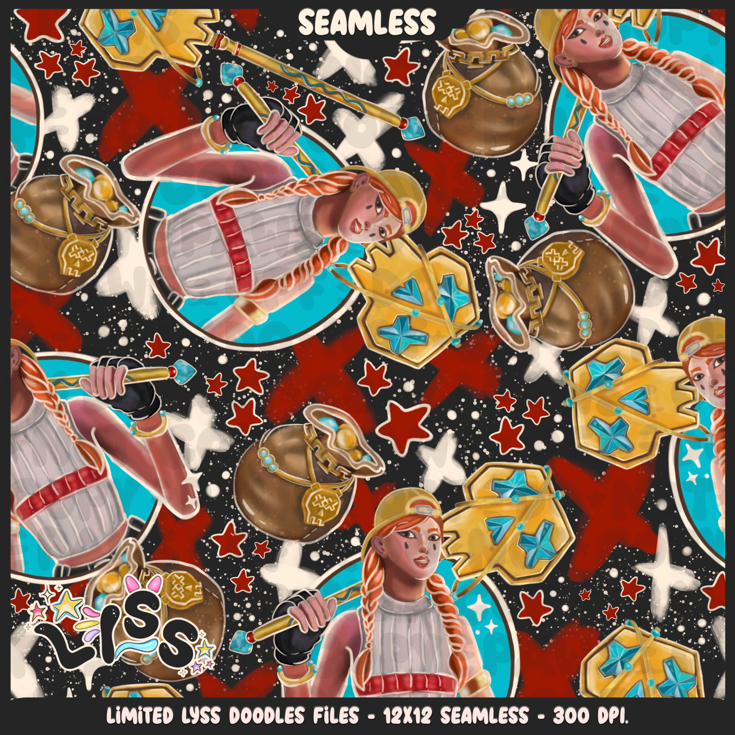 2024 - Lyss Doodles - Seamless - Mains - Fort Battle - Aura