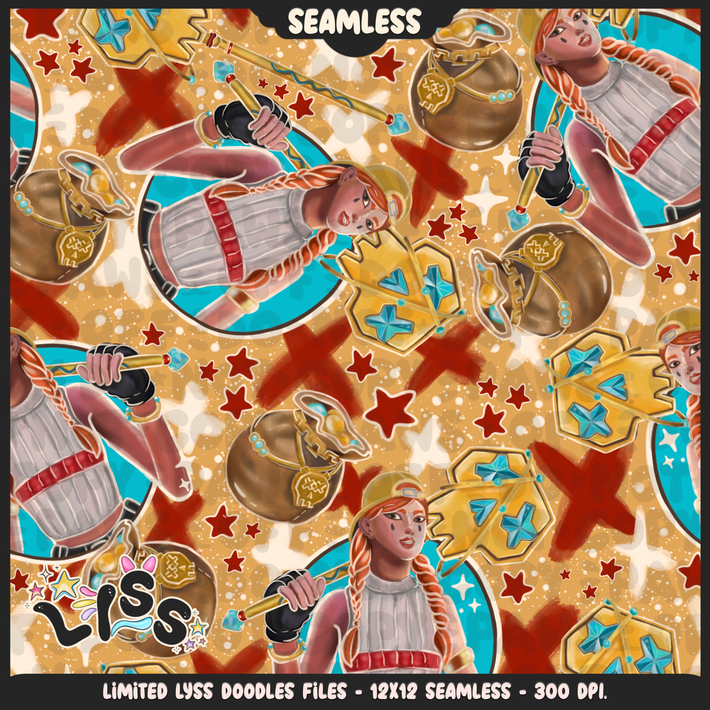 2024 - Lyss Doodles - Seamless - Mains - Fort Battle - Aura