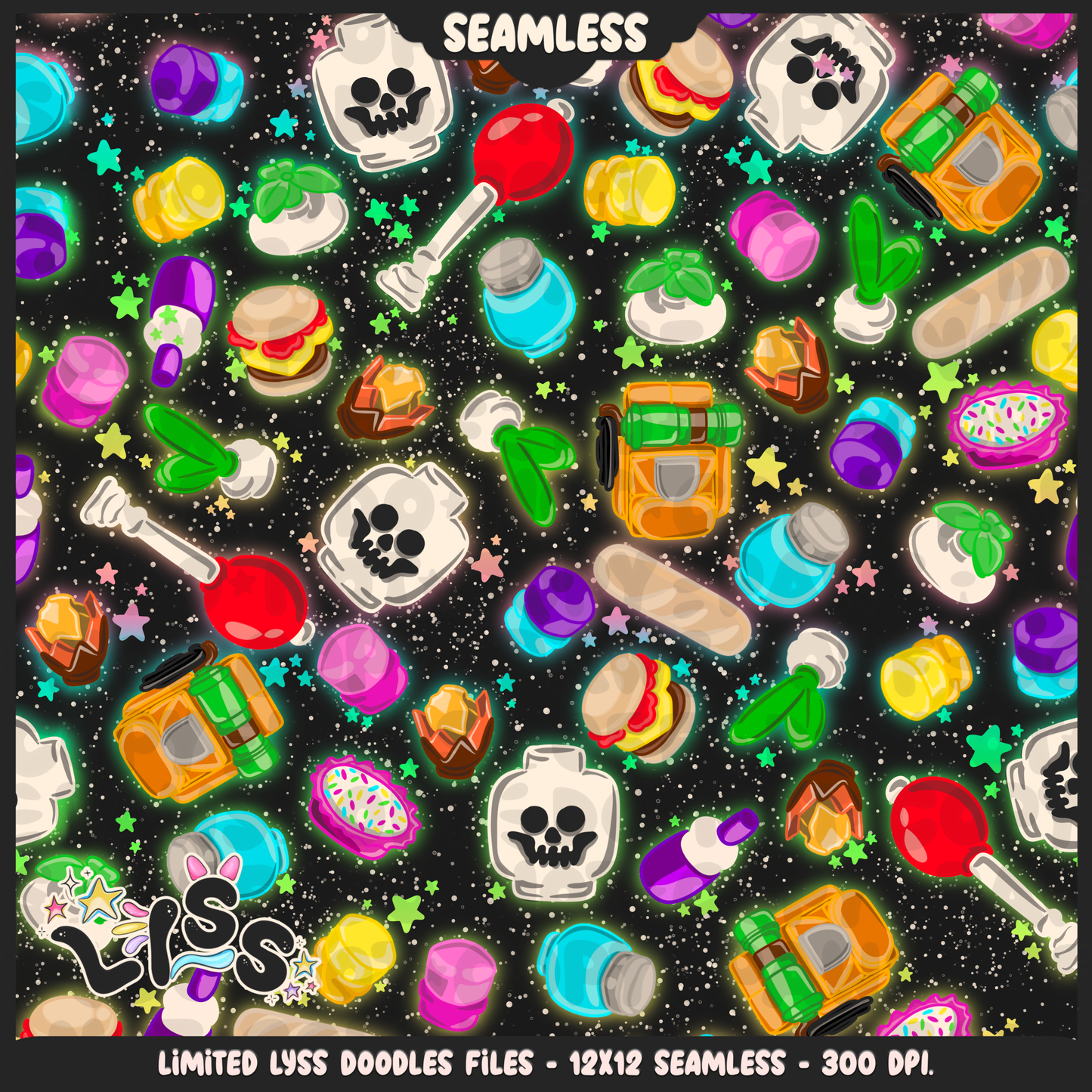 2024 - Lyss Doodles - Seamless - Mains - Fort Battle - Blocks