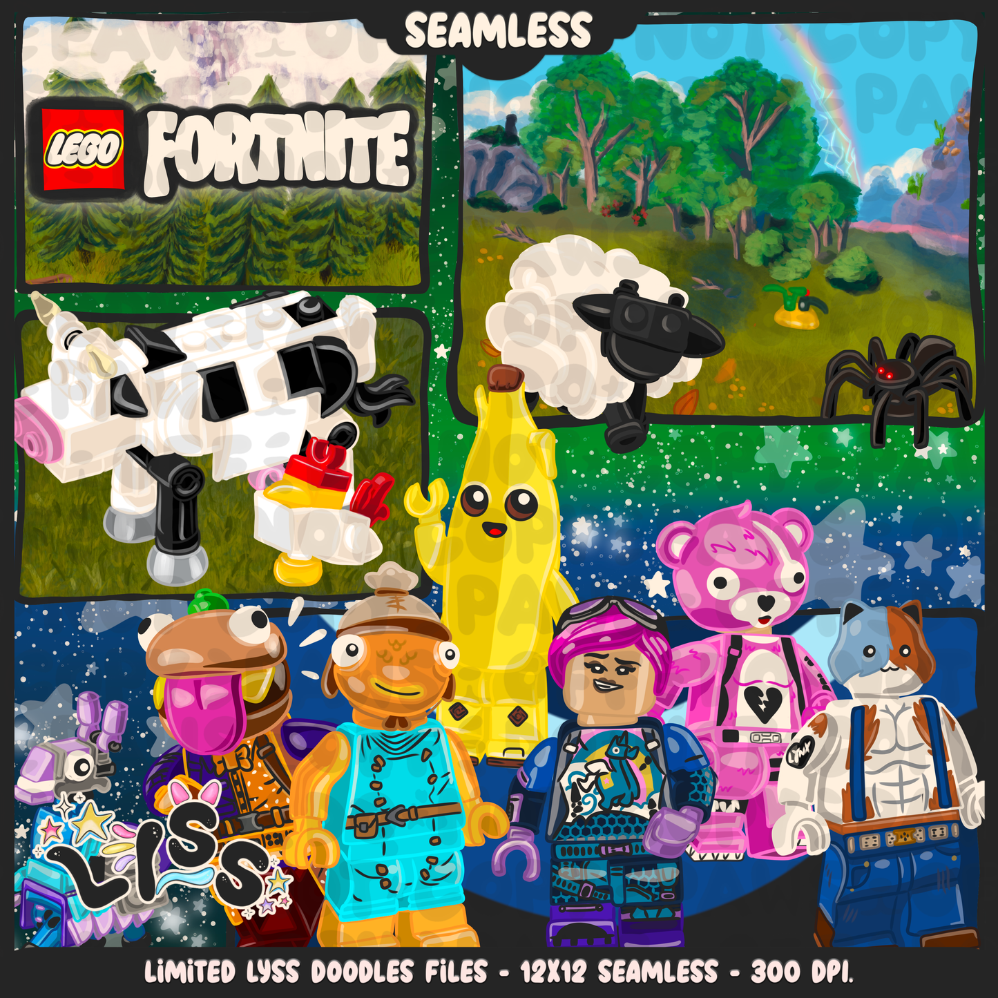 2024 - Lyss Doodles - Seamless - Mains - Fort Battle - Blocks