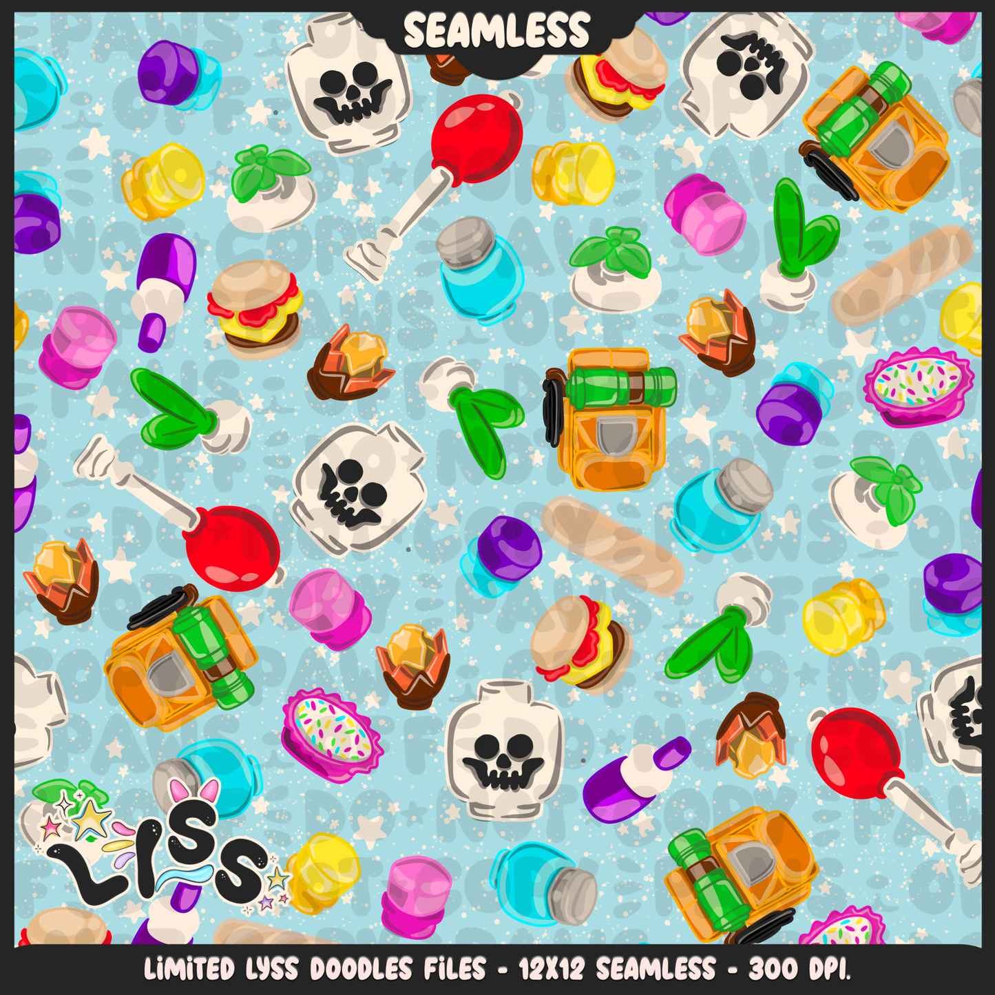 2024 - Lyss Doodles - Seamless - Mains - Fort Battle - Blocks