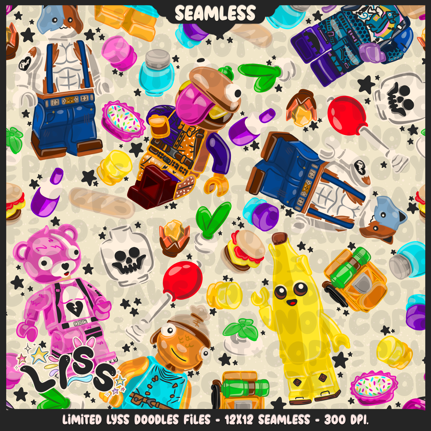 2024 - Lyss Doodles - Seamless - Mains - Fort Battle - Blocks