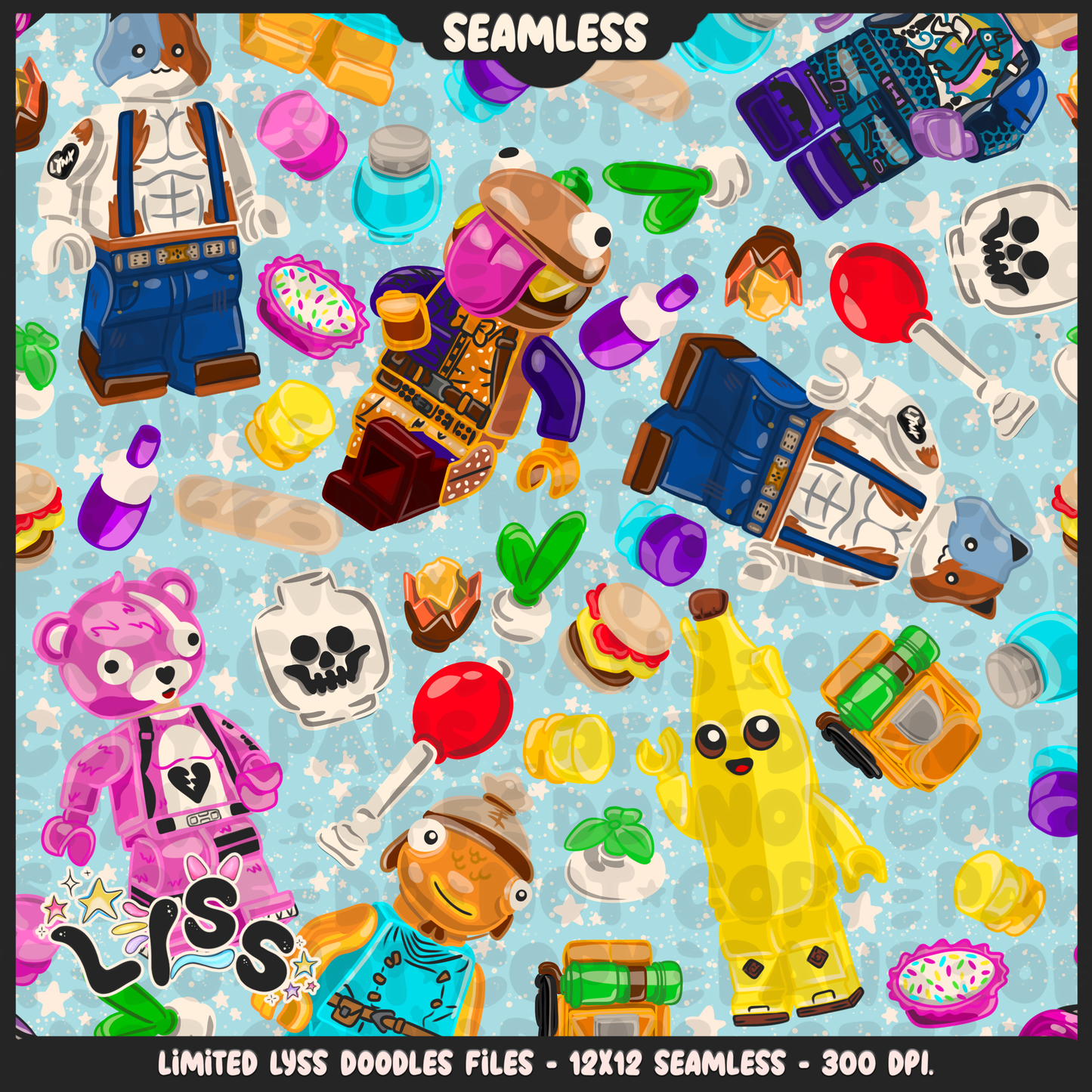 2024 - Lyss Doodles - Seamless - Mains - Fort Battle - Blocks