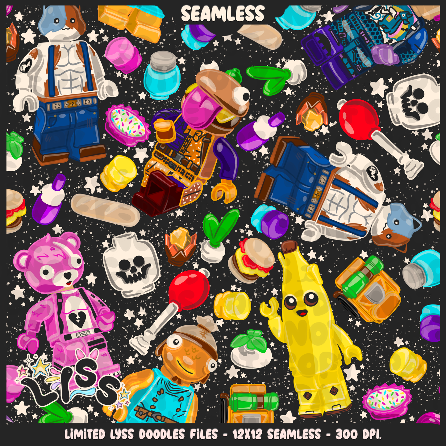 2024 - Lyss Doodles - Seamless - Mains - Fort Battle - Blocks