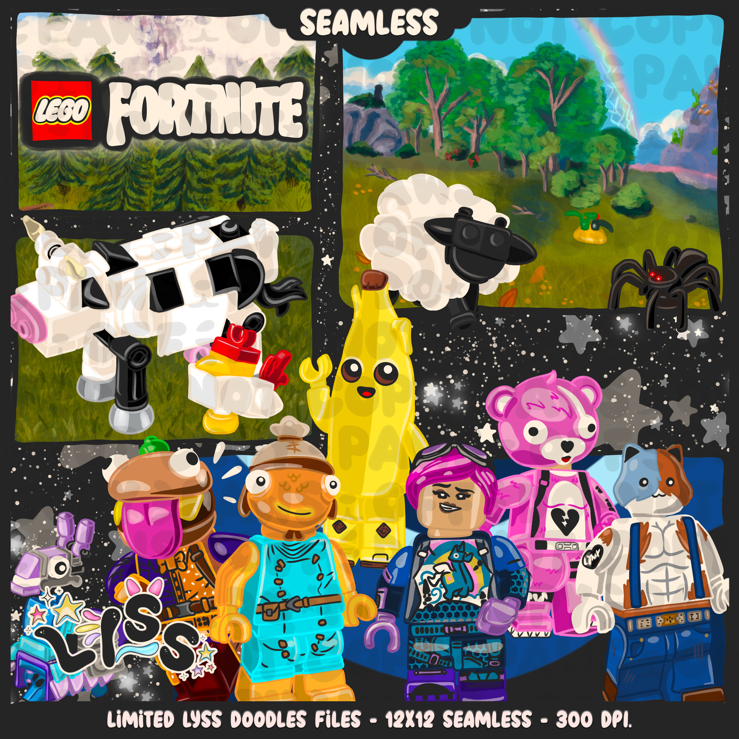 2024 - Lyss Doodles - Seamless - Mains - Fort Battle - Blocks