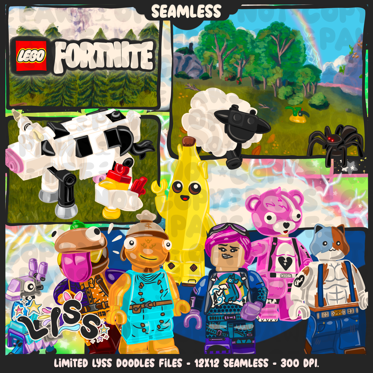 2024 - Lyss Doodles - Seamless - Mains - Fort Battle - Blocks